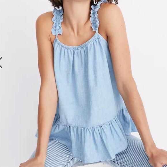 Madewell Tops - Madewell Denim Ruffle Strap Cami Top